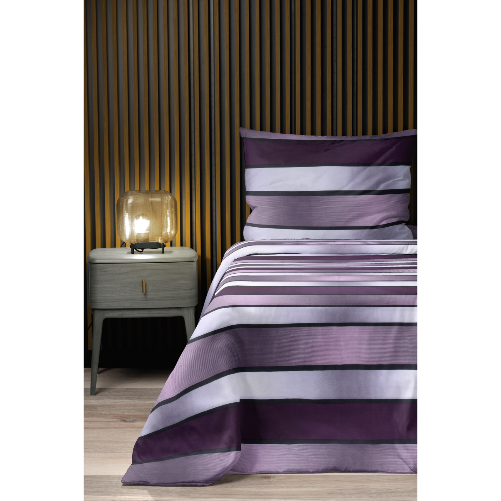 Bettwäsche Renforcé Stripes lila 50x70 Kissenbezug
