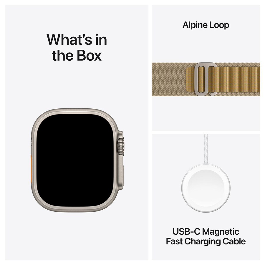 Apple Watch Ultra 2 GPS + Cellular 49 mm - Titane Naturel - Bracelet Alpine Sahara M