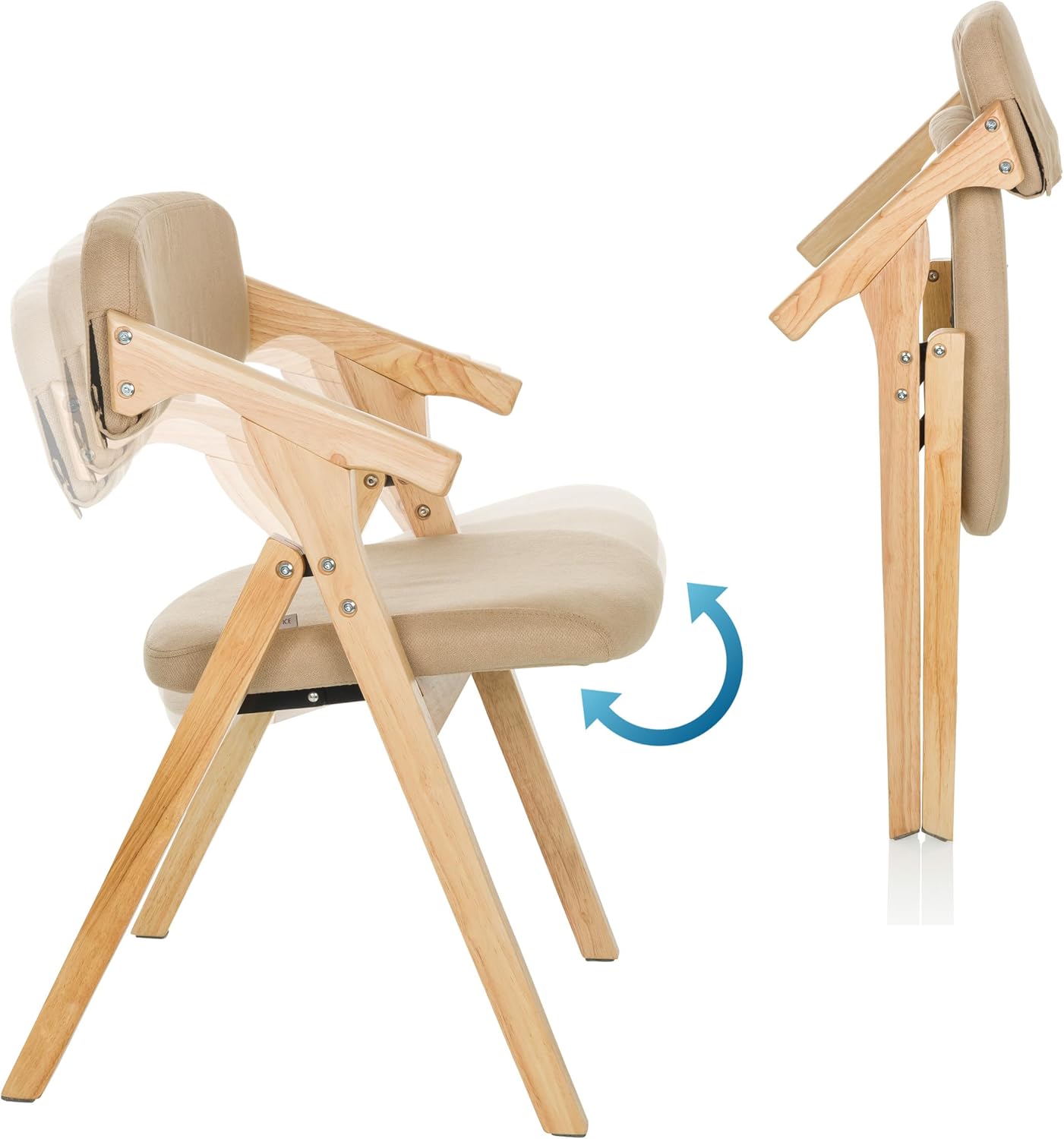 hjh OFFICE Holz-Klappstuhl gepolstert SCANDIO Besucherstuhl Faltstuhl aus Holz klappbar, bis 120 kg, Beige, 729443