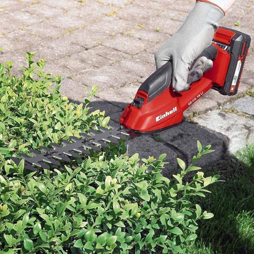 Einhell Cisaille à gazon et taille-buissons sans fil GC-CG 18 Li Solo - Système Power X-Change (18 V, Largeur de coupe 20 cm, Livré avec accessoires) – VERSO SOLO LIVRE SANS BATTERIE NI CHARGEUR : Jardin