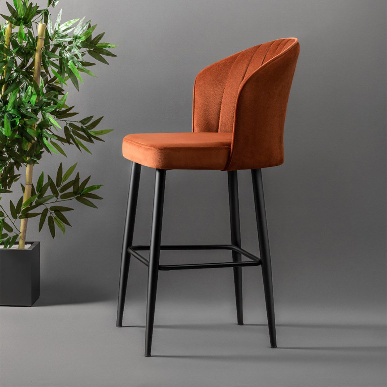 Wooden Art 4 Tabourets de bar Rubi rouges - 52x97x42 cm