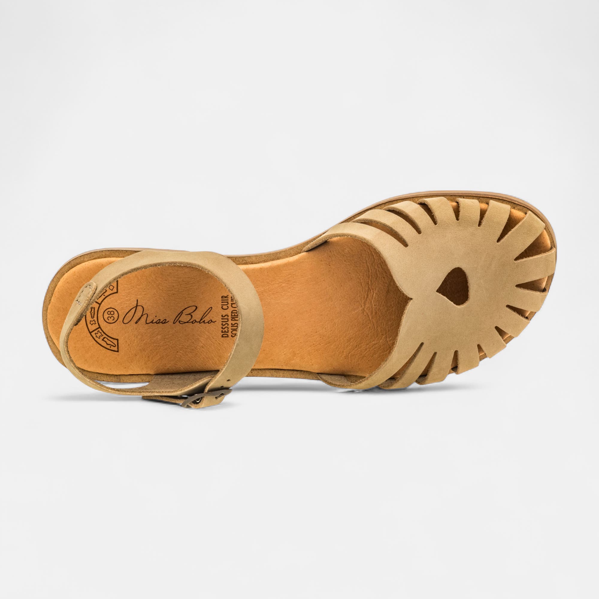 Sandales Femme en cuir taupe