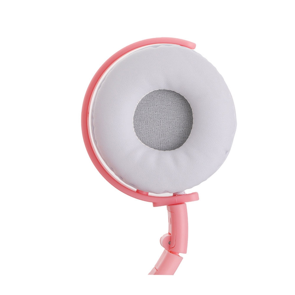 Faltbare Kinder Stereo Bluetooth 5.0 On-Ear Kopfhörer Headset mit Aux-In   leuchtende LED Katzenohren - Rosa