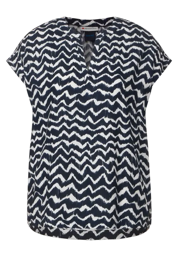 Shirtbluse mit Print - deep blue