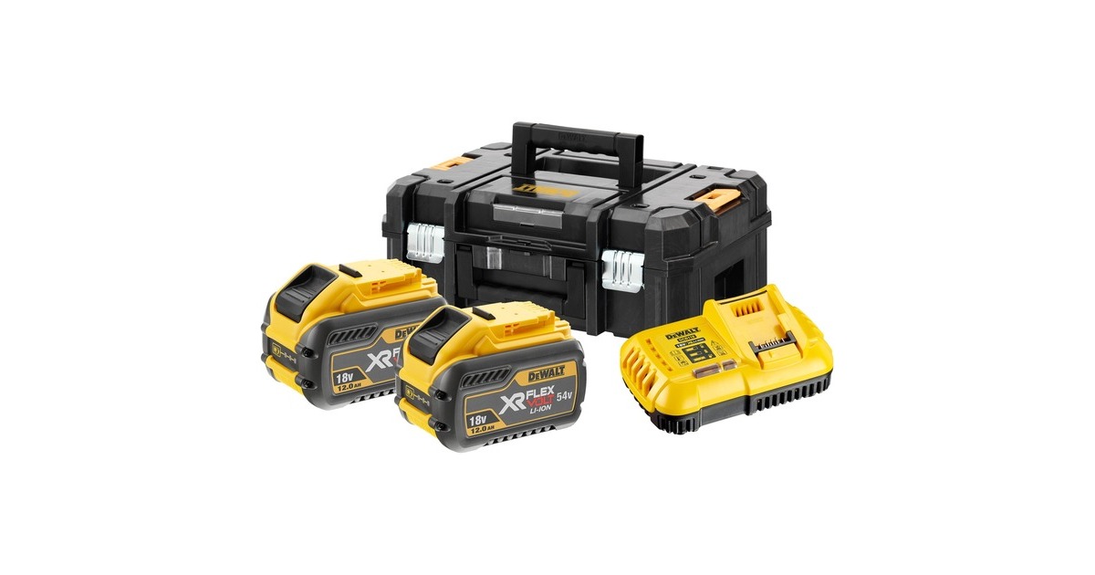 DEWALTDCB118Y2T-QW Accu Starterset  (Zwart/geel, Incl. 1x T STAK™-Box II, 2x DCB548 XR Flexvolt 54 Volt / 216 Wh Li-Ion Accu)