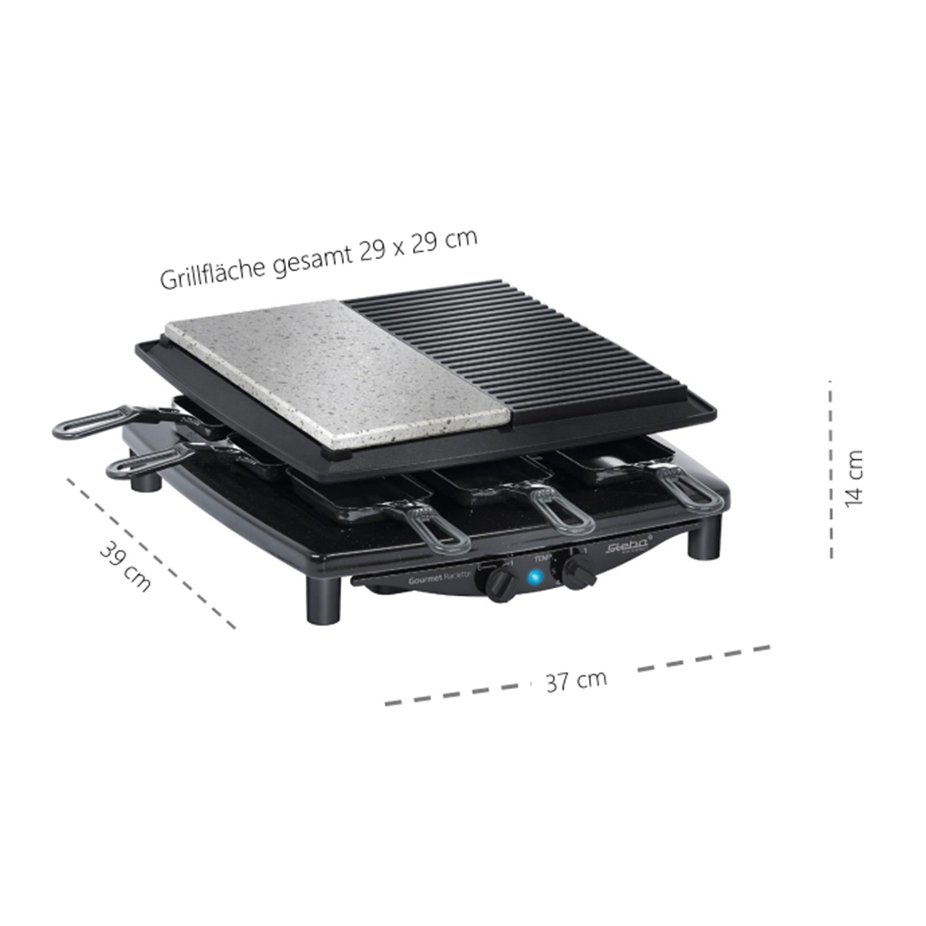 STEBA Raclette RC 4 PLUS - schwarz - 1450 Watt
