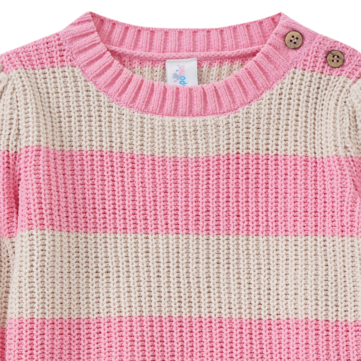 Topomini Baby Pullover aus Chenille rosa / hellbeige