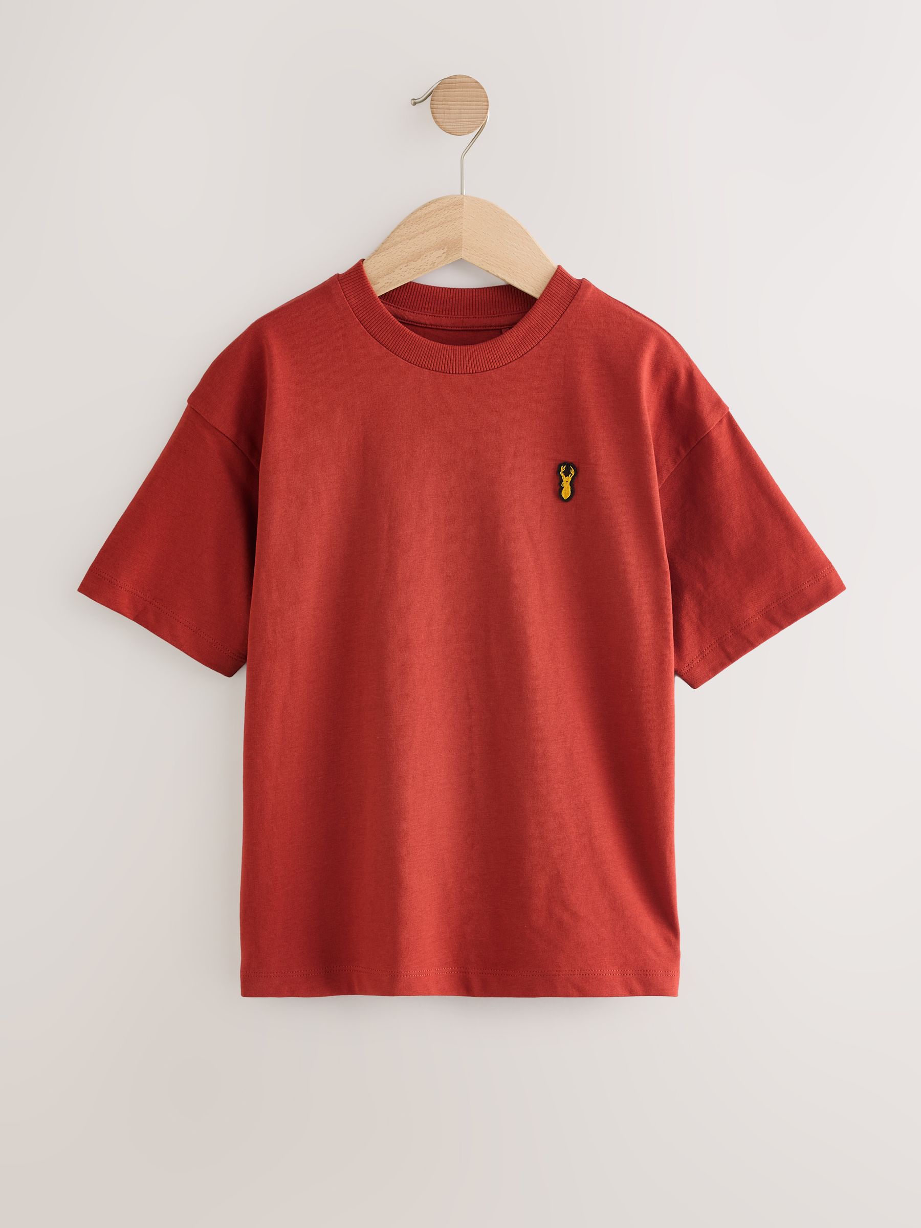 Blue/Rust/Khaki/Black - Ruimvallende T-shirts met korte mouwen van 100% katoen, verpakking van 4 stuks (3-16jaar)