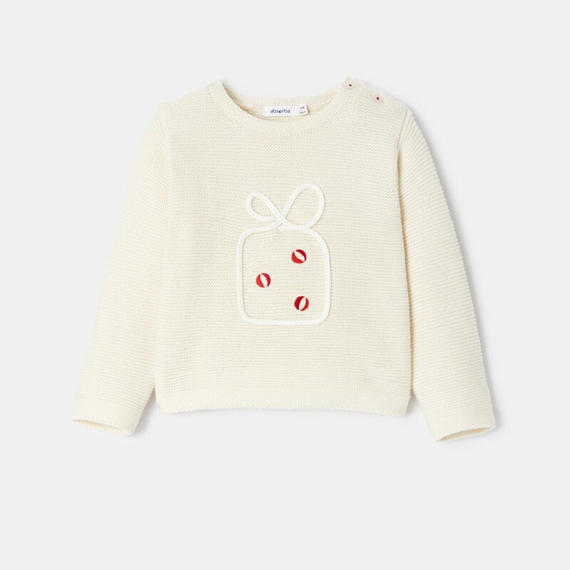 Pull de Noël en tricot blanc bébé fille Absorba Blanc
