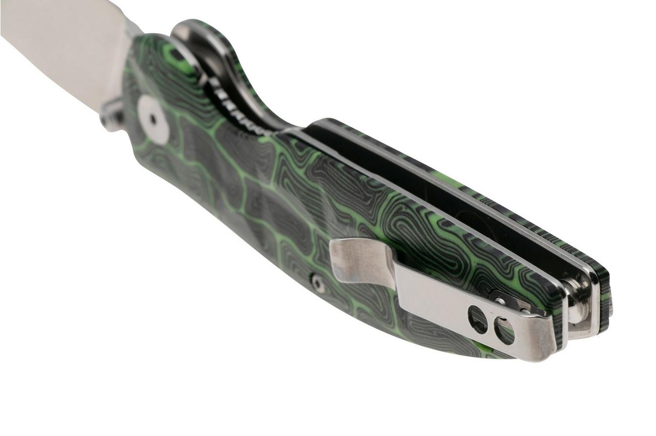 QSP Knife Turtle Punk QS158-C1 Stonewashed 14C28N Black Green G10, zakmes, Keanu Alfaro design