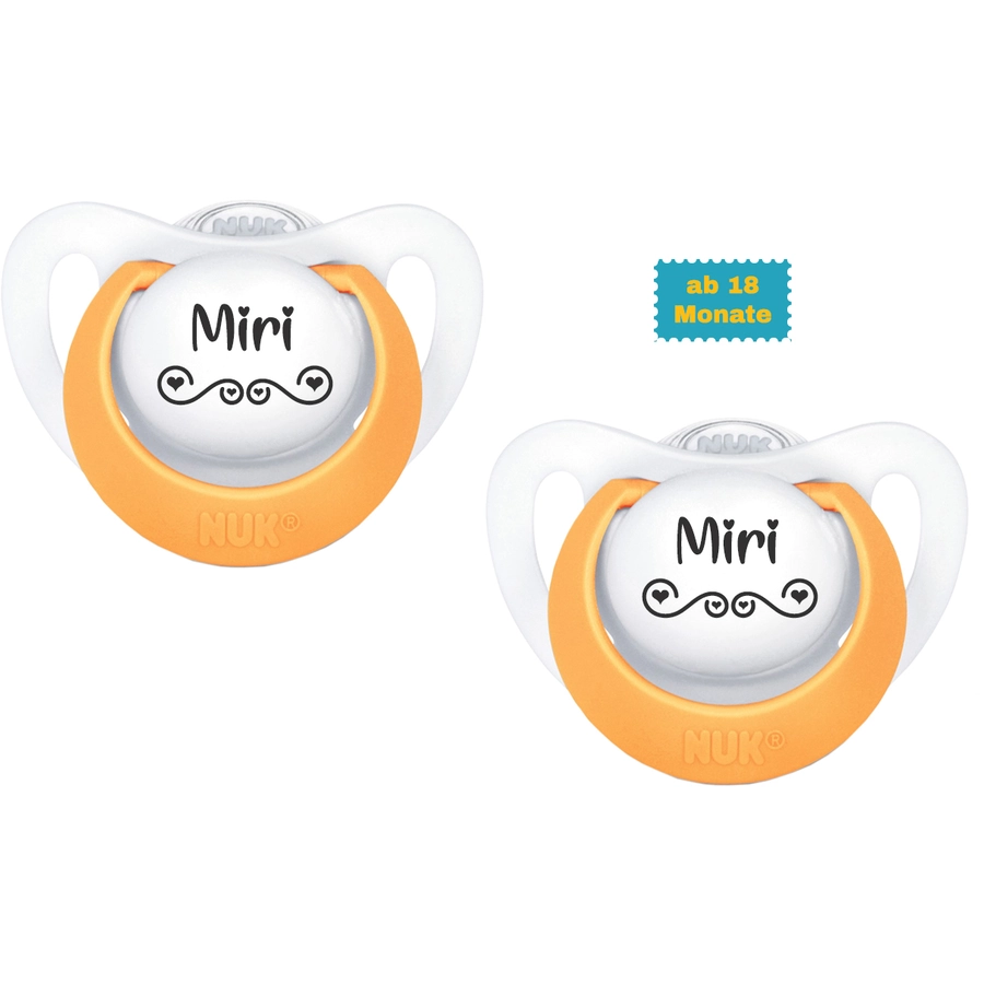 Schnullireich Schnuller mit Namen  Namensschnuller NUK Genius Love – 2er Set (Mädchen) Weiß