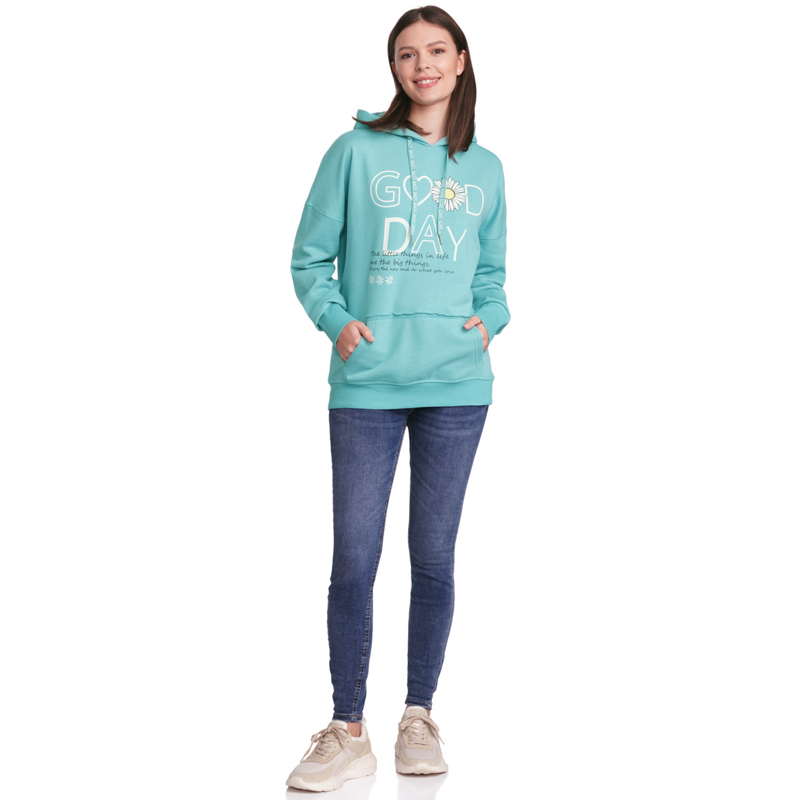 Gina Damen Sweatshirt mit Kapuze helltürkis