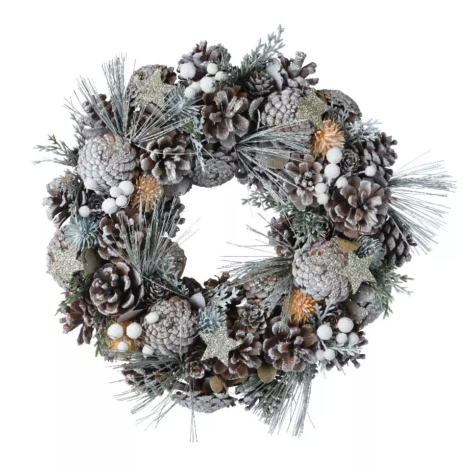Couronne de Noël (D34 cm) Westminster Argent