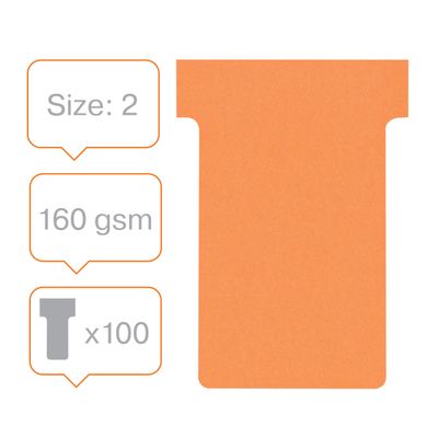 Nobo - 100 Fiches en T - Taille 2 - orange