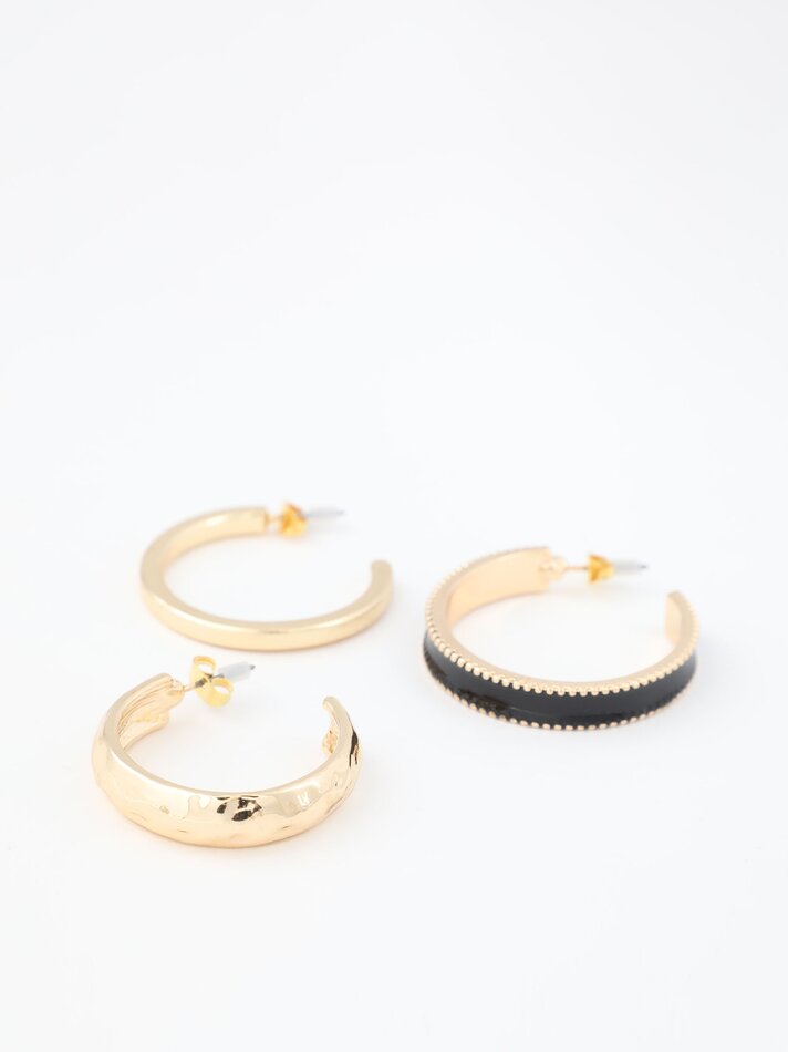Conjunto de 3 brincos de argola - Dourado