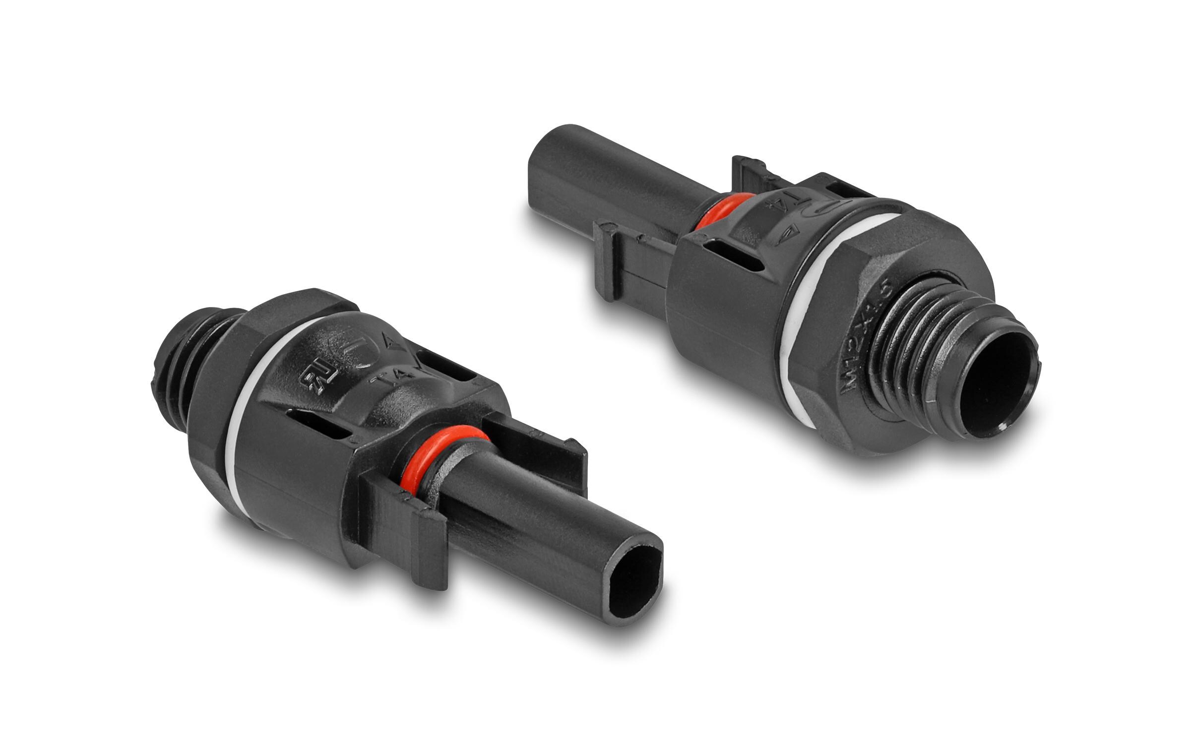 DL4 Solar Konnektor zum Crimpen Stecker und Buchse, 2 StückDelock DL4 Solar Konnektoren zum Crimpen, Stecker und Buchse, schwarz 2 Stück