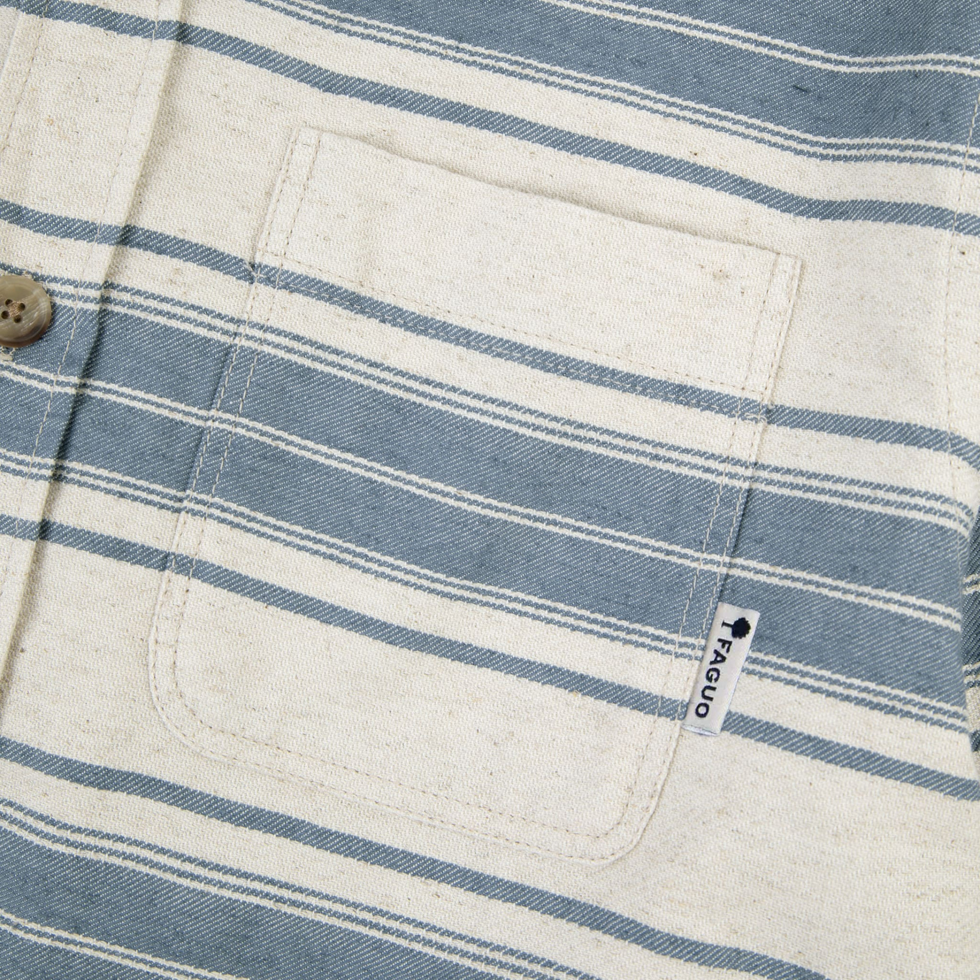 Chemise rayée bleu marine & écrue coton & lin - modèle signy