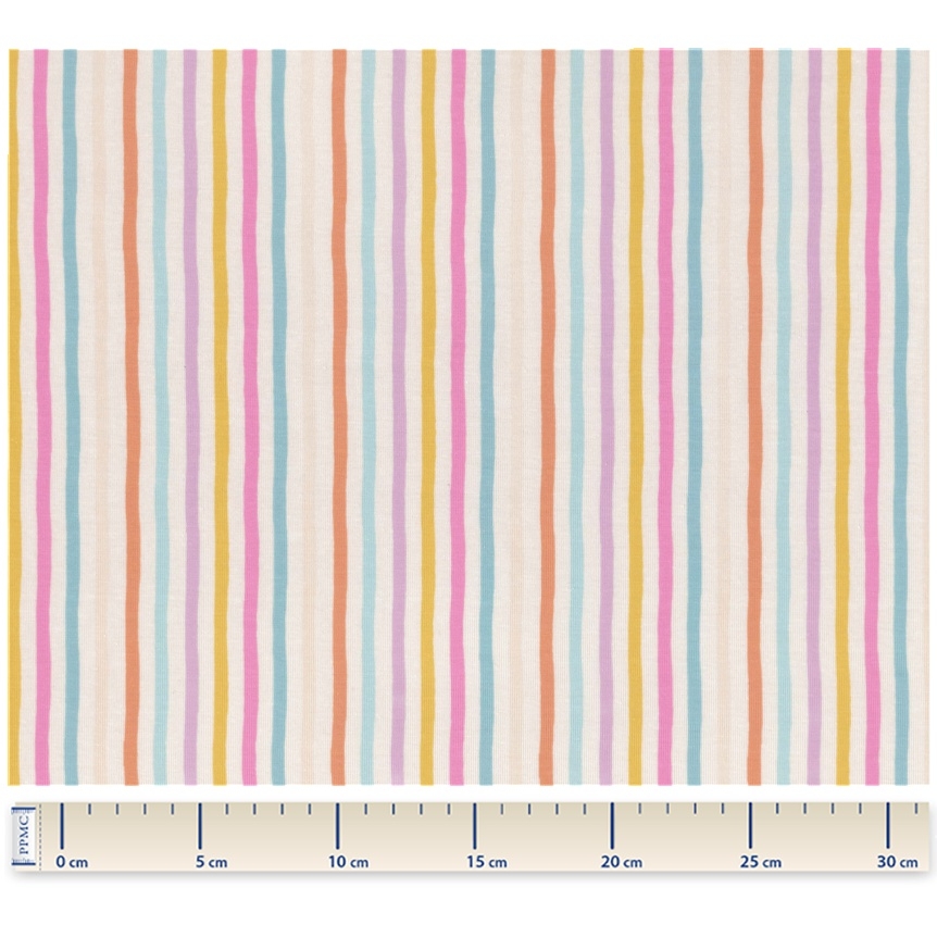 Tissu Jersey Rayé Multicolore Pastel