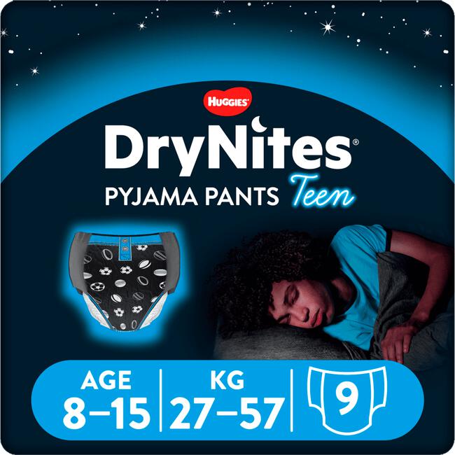 DryNites Stoere Luierbroekjes Jongens 8 Tot 15 Jaar (27 - 57 kg) 9 stuks