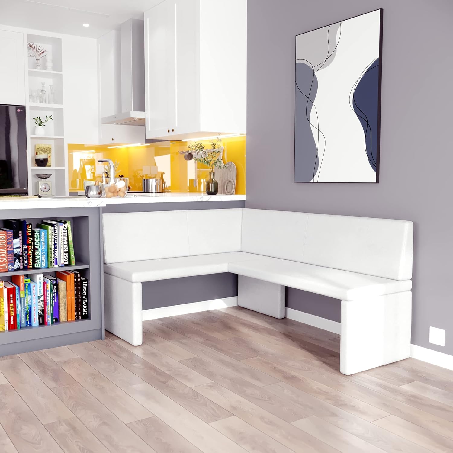 Eckbank Akiko Corner Bench - Eckbankgruppe für Ihrem Esszimmer, Küche modern, Sitzecke, Essecke. Perfekt für Küche, Büro und Rezeption. Solide und Starke Verarbeitung. (Soft 17, 168x128cm rechts)