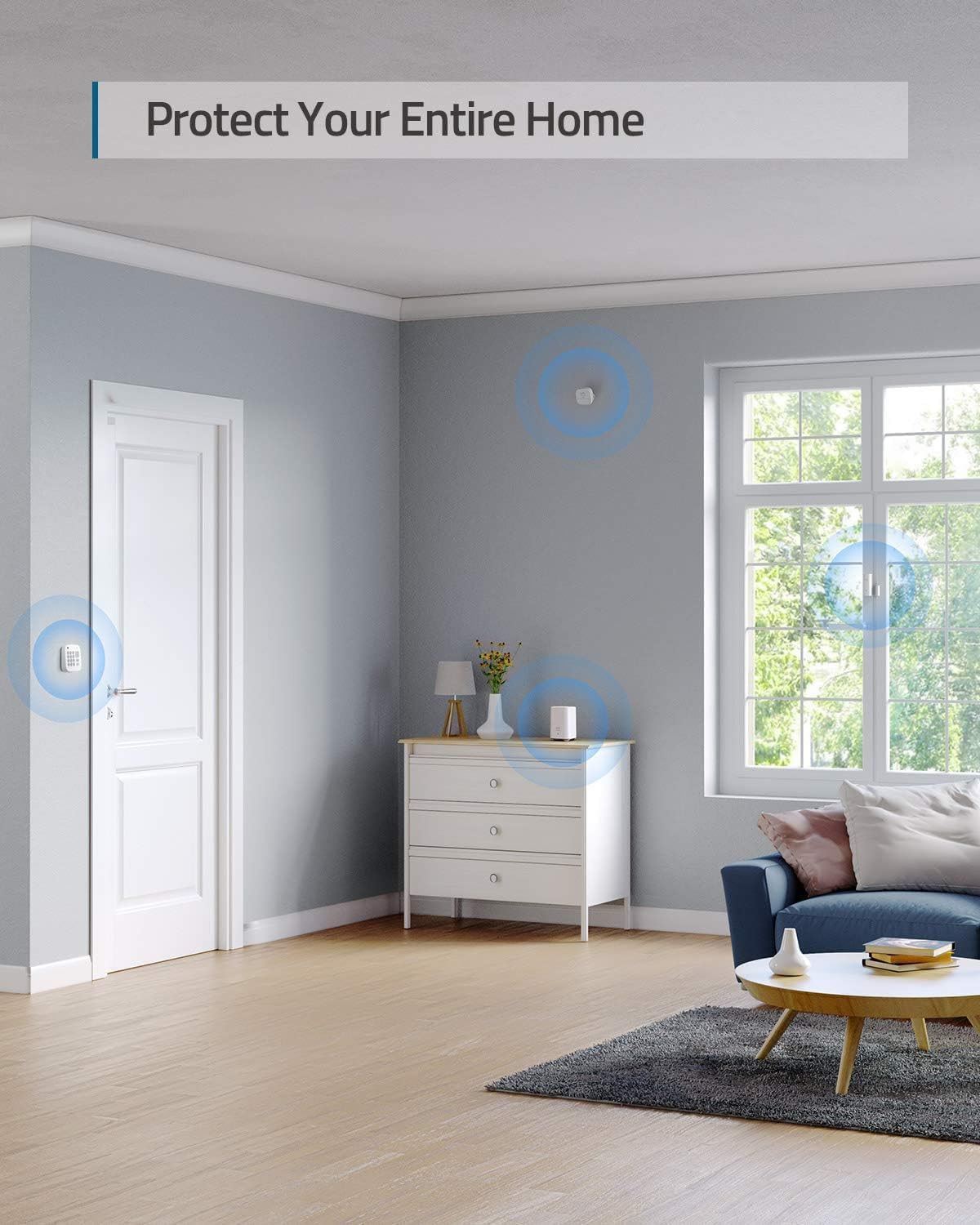 eufy Security 5-teiliges Smart Home Set, Sicherheitssystem mit Bewegungssensor, 2 Diebstahl-Sensoren, Alarmsystem, mit App, kompatibel mit eufyCam, Steuert andere HomeBase Überwachungsgeräte