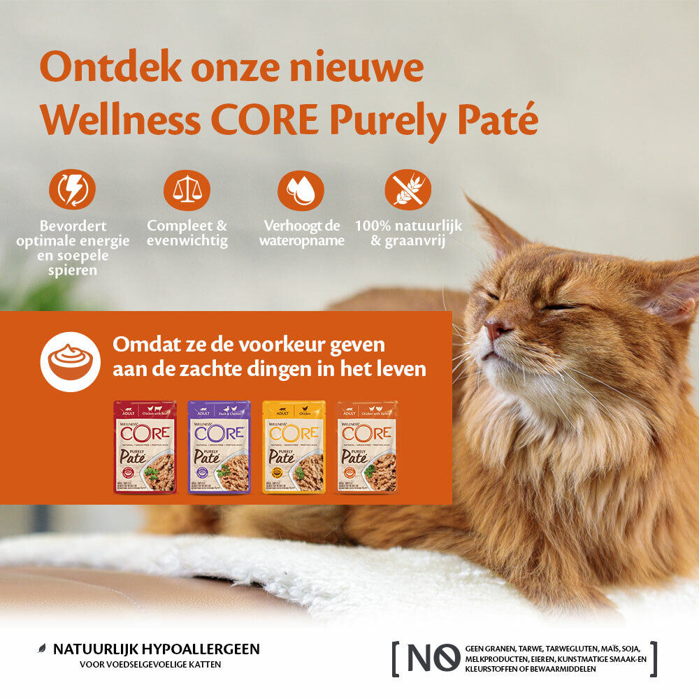 Wellness Core Purely Pate - Kattenvoer - 85 Gram - kip, eend