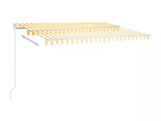 Auvent automatique rétractable poteaux 4,5x3,5 m Jaune blanc