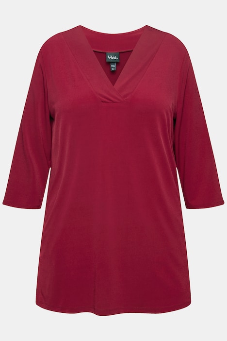 Longshirt, A-Linie, V-Ausschnitt, 3/4-Ärmel