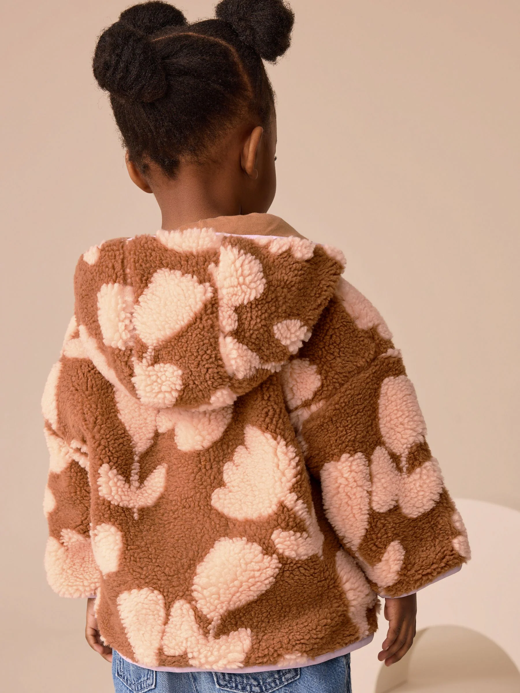 Bruine bloemenprint - Fleece met ritssluiting (3mnd-7jr)