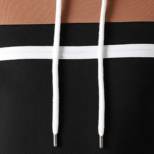 Sweat Capuche Slim Fit Tricolore 1273 Camel Blanc Noir