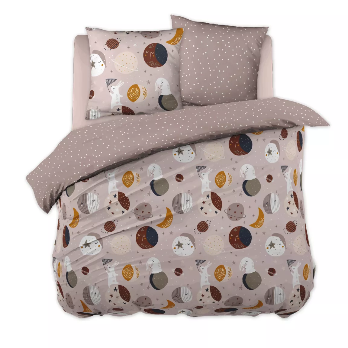 Housse de couette et deux taies enfant coton (200 x 200 cm) Sky Dream Rose