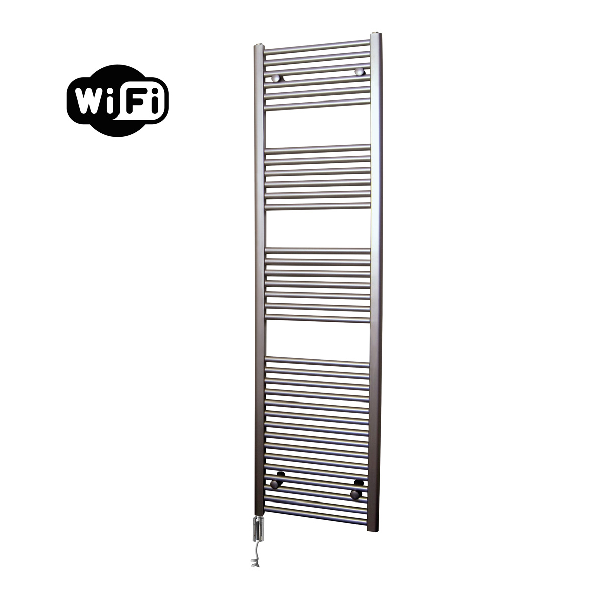 Sanicare elektrische design radiator 45x172cm inox-look met WiFi en thermostaat links chroom