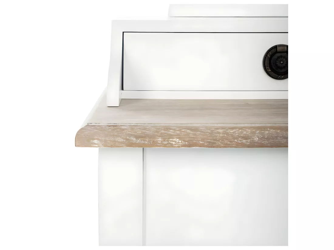 Meuble Coiffeuse en Bois Blanc et Naturel effet blanchi