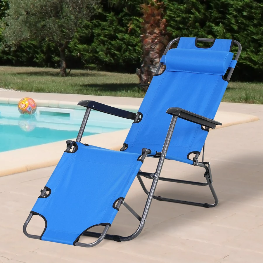 Outsunny Gartenliege mit zweifach verstellbarer Rückenlehne blau