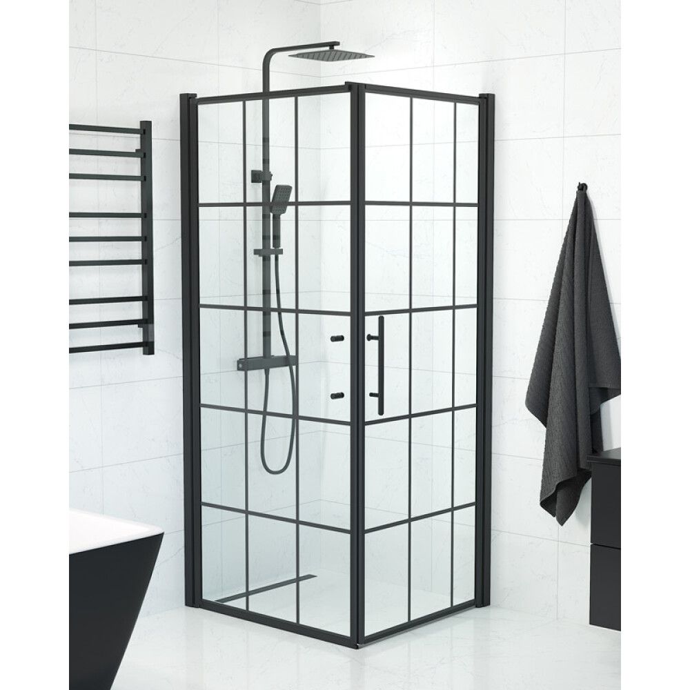DUSJHJØRNE CAMARGUE SKÄRGÅRD SVART RAMME DØR/VEGG 80X90CM