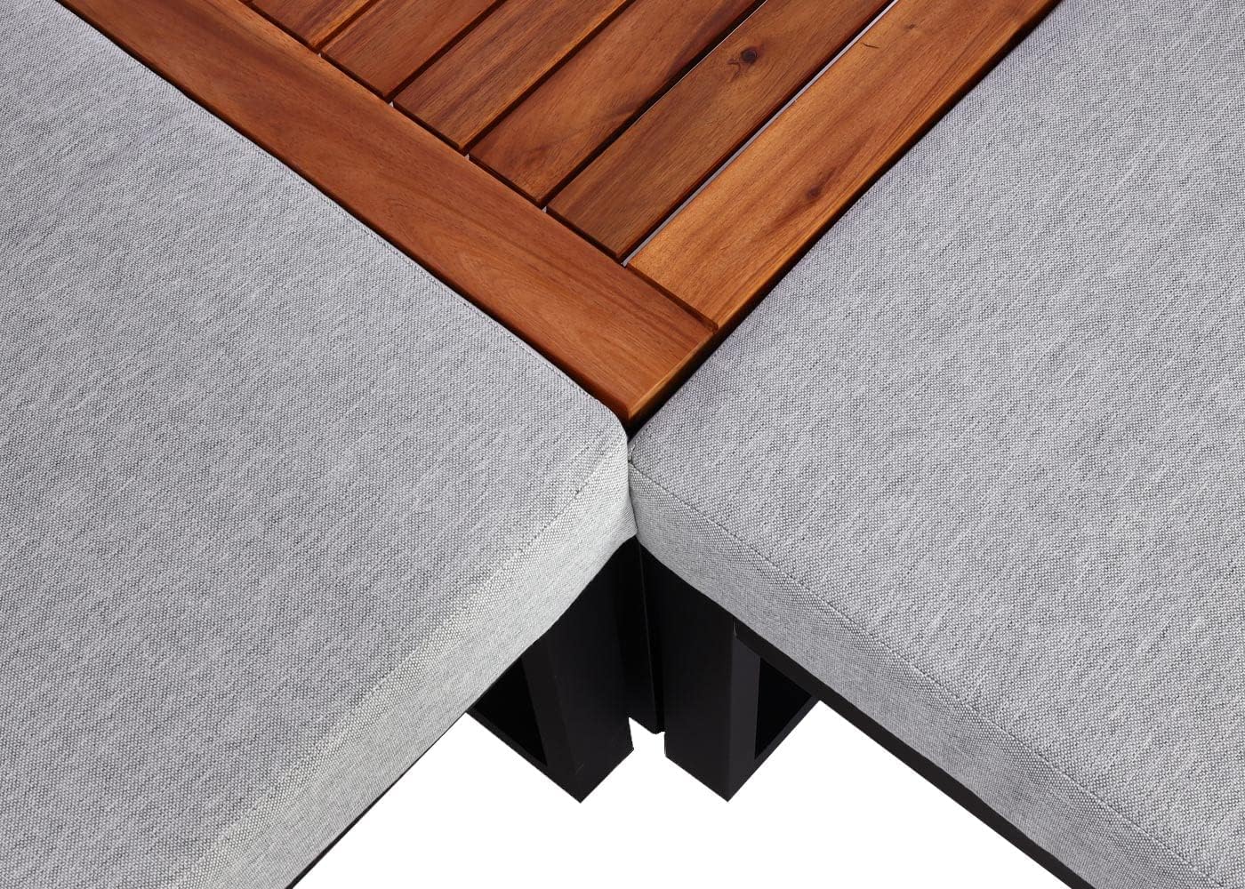 Mendler Garten-Garnitur HWC-L26, Gartenlounge Lounge-Set Sitzgruppe Sofa, Metall Akazie Holz MVG-Zertifiziert - hellgrau