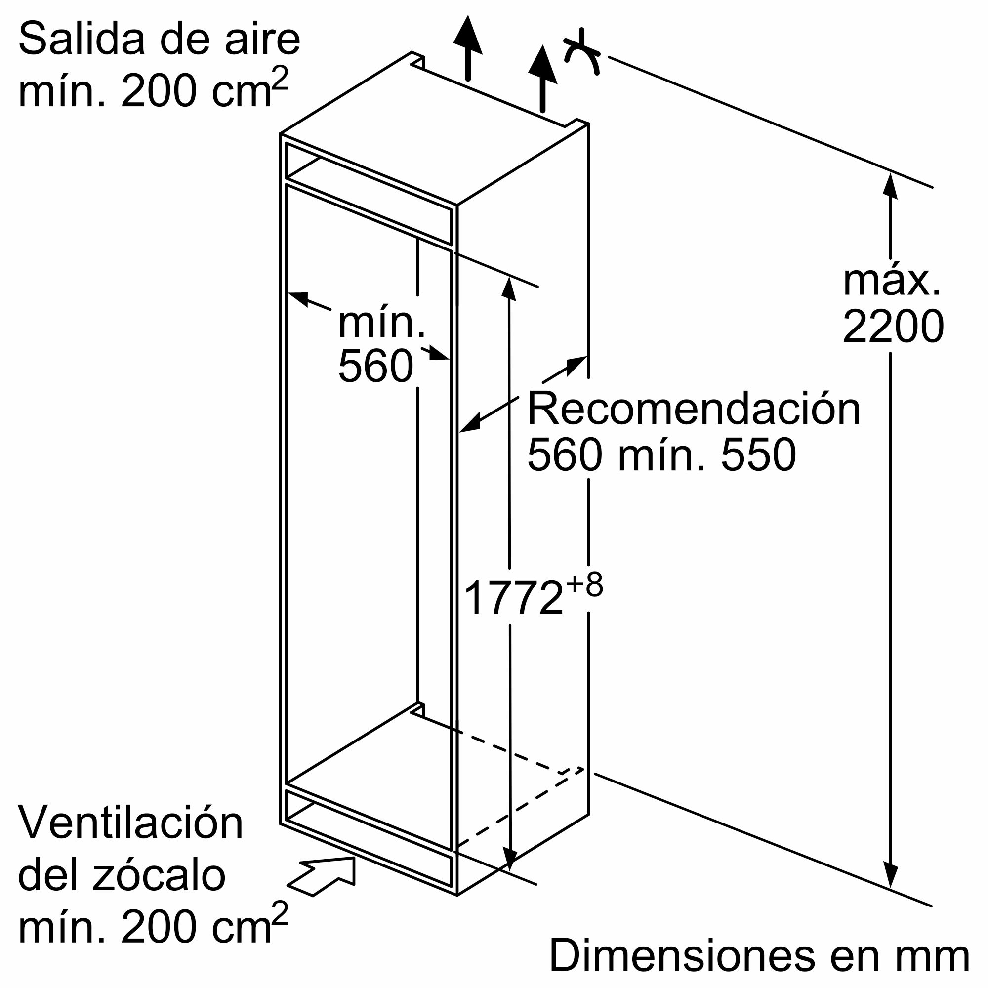 # PRODUTO RECONDICIONADO # Refrigerador Combinado Embutido Série 4 177,2 x 54,1 cm Porta Deslizante KIV86VSE0-B