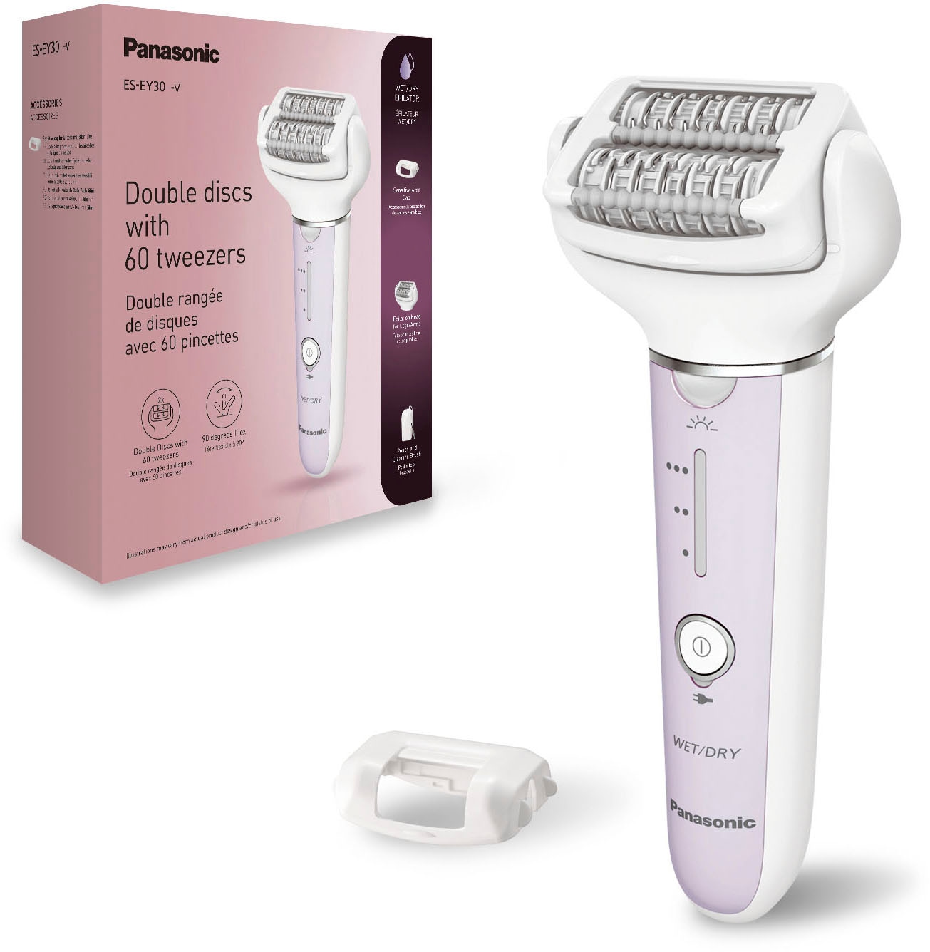 Panasonic Epilierer »ES-EY30-V503« 2 Stk. Aufsätze 2-in-1 Nass-/Trocken-Epilierer
