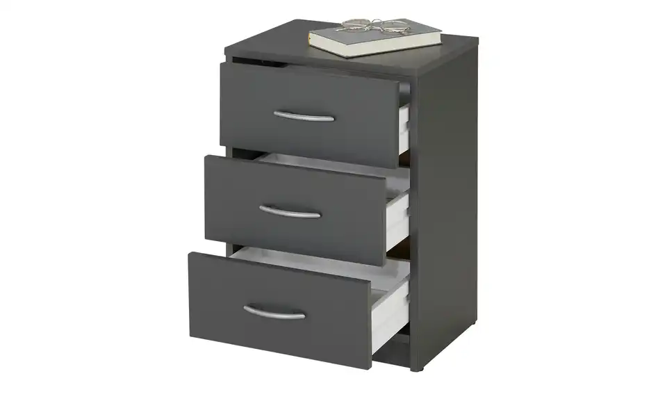 Nachtschrank 3 Schubkasten  Pepe Graphit 3 Stück
