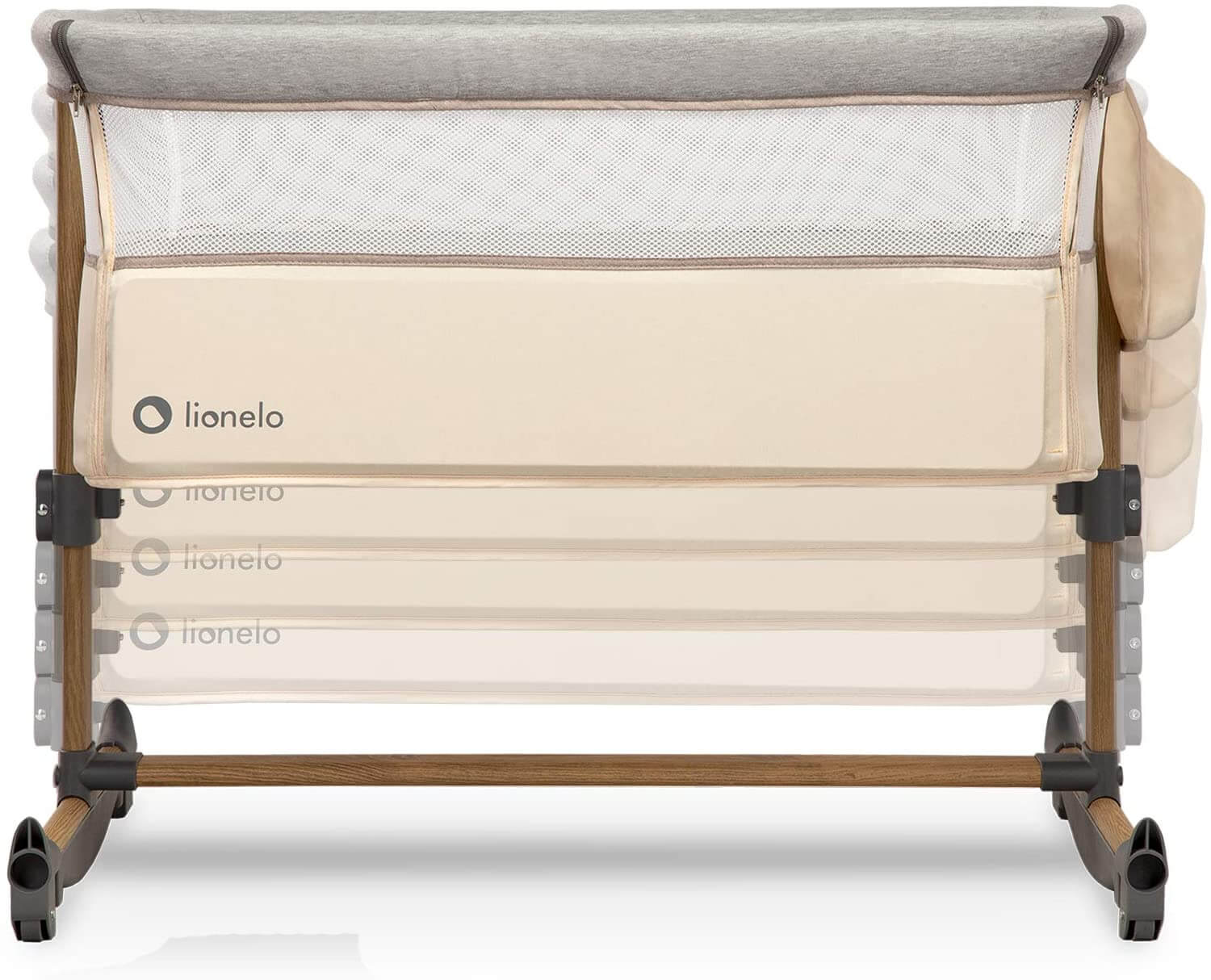 Lionelo Leonie Beige Baby 3in1 Beistellbett mit Matratze höhenverstellbar mit Schaukelfunktion