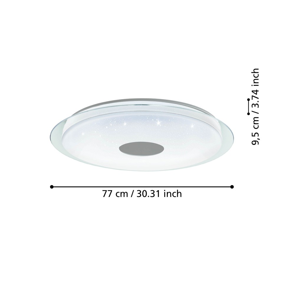 EGLO - Totari-Z plafond krom og hvid m/krystaleffekt Ø77 - TW - Zigbee, Bluetooth