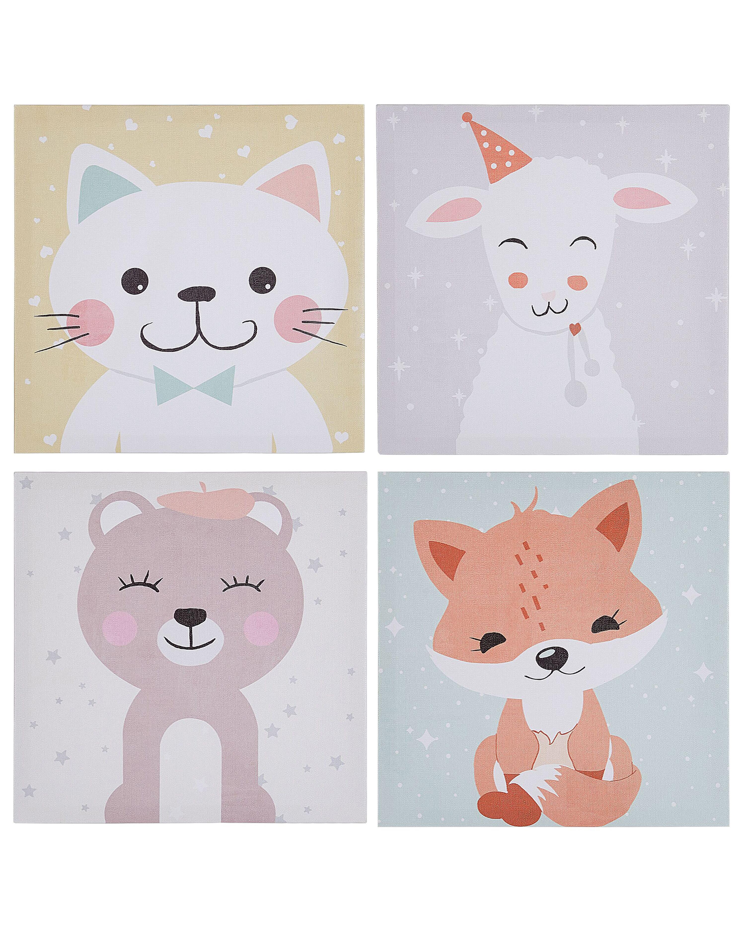 Set van 4 canvassen BOMBI Kids motief 30 x 30 cm Meerkleurig