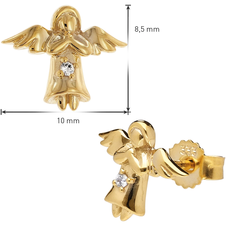 trendor Kinder-Ohrringe Engel Ohrstecker Gold 3338K mit Zirkonia gold