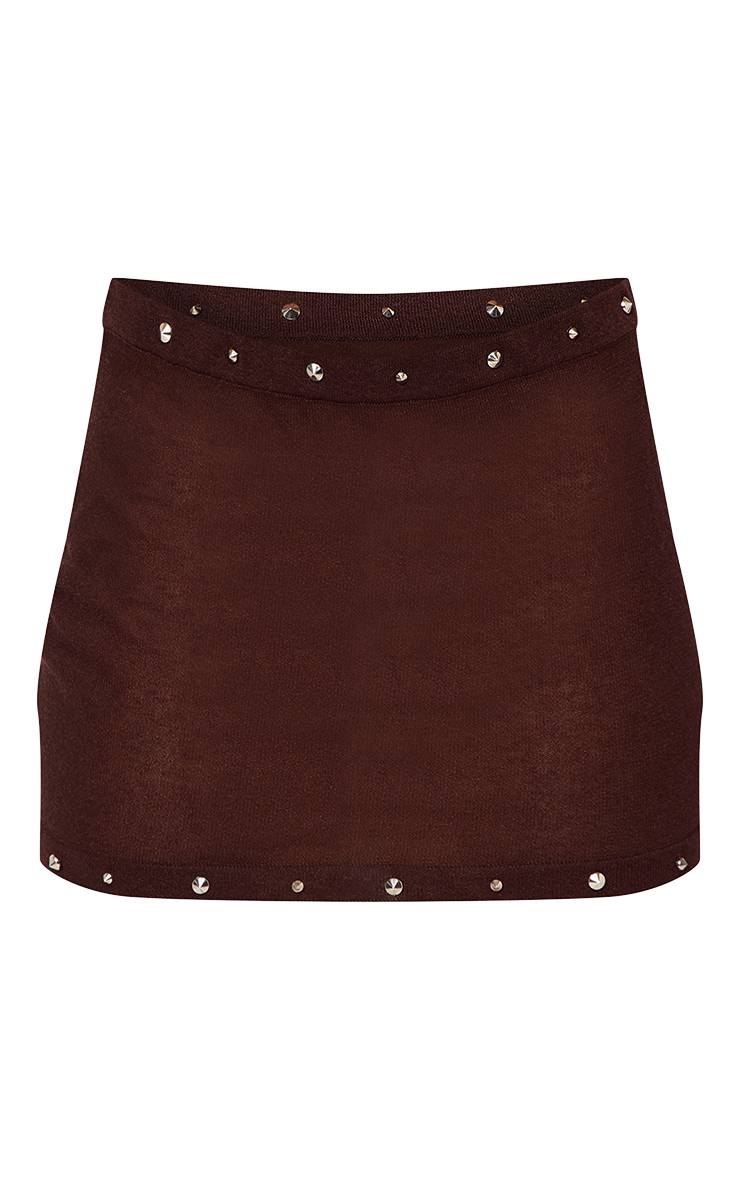 Chocolat Mini-jupe En Maille Transparente À Détails Cloutés
