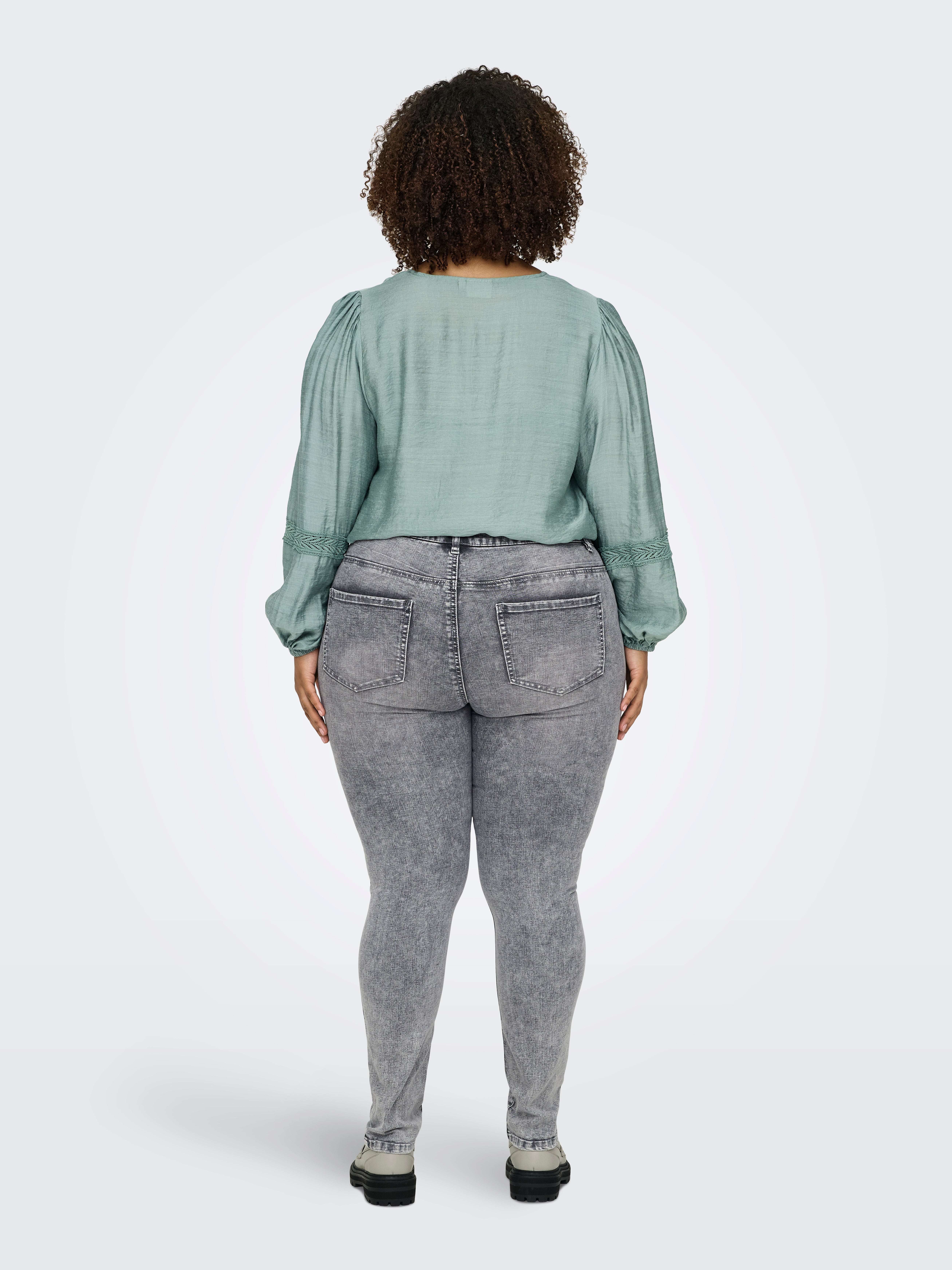 CARROSE Hohe Taille Skinny Fit Jeans Medium Grey Denim