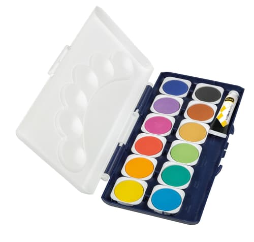 Idena Deckfarbkasten 12 Farben und 1 Tube Deckweiß