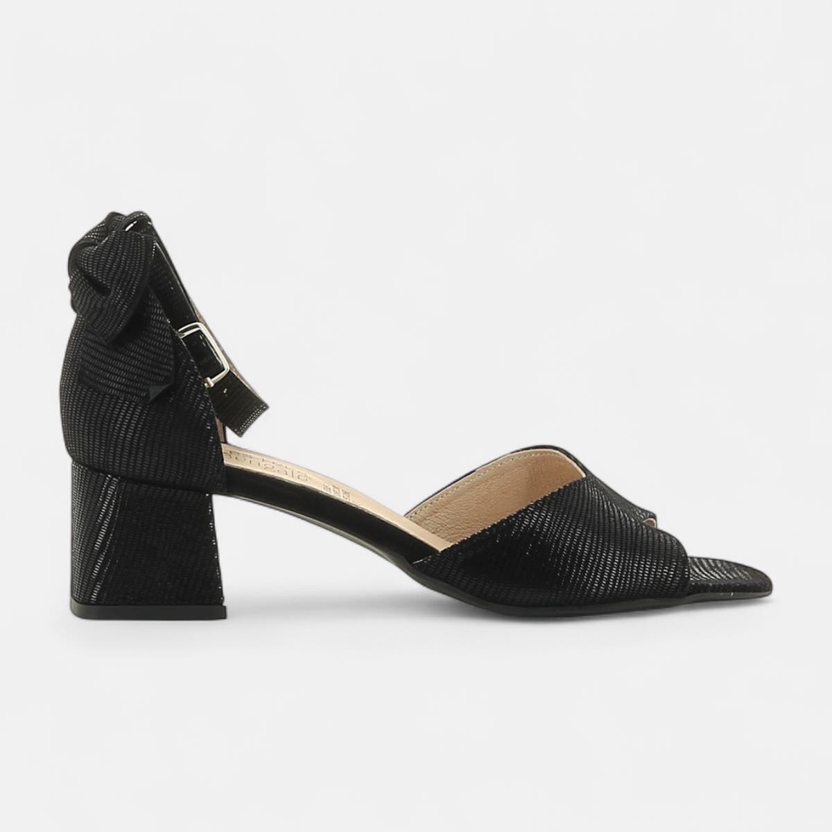 Nu-pieds à talon Femme en cuir noir
