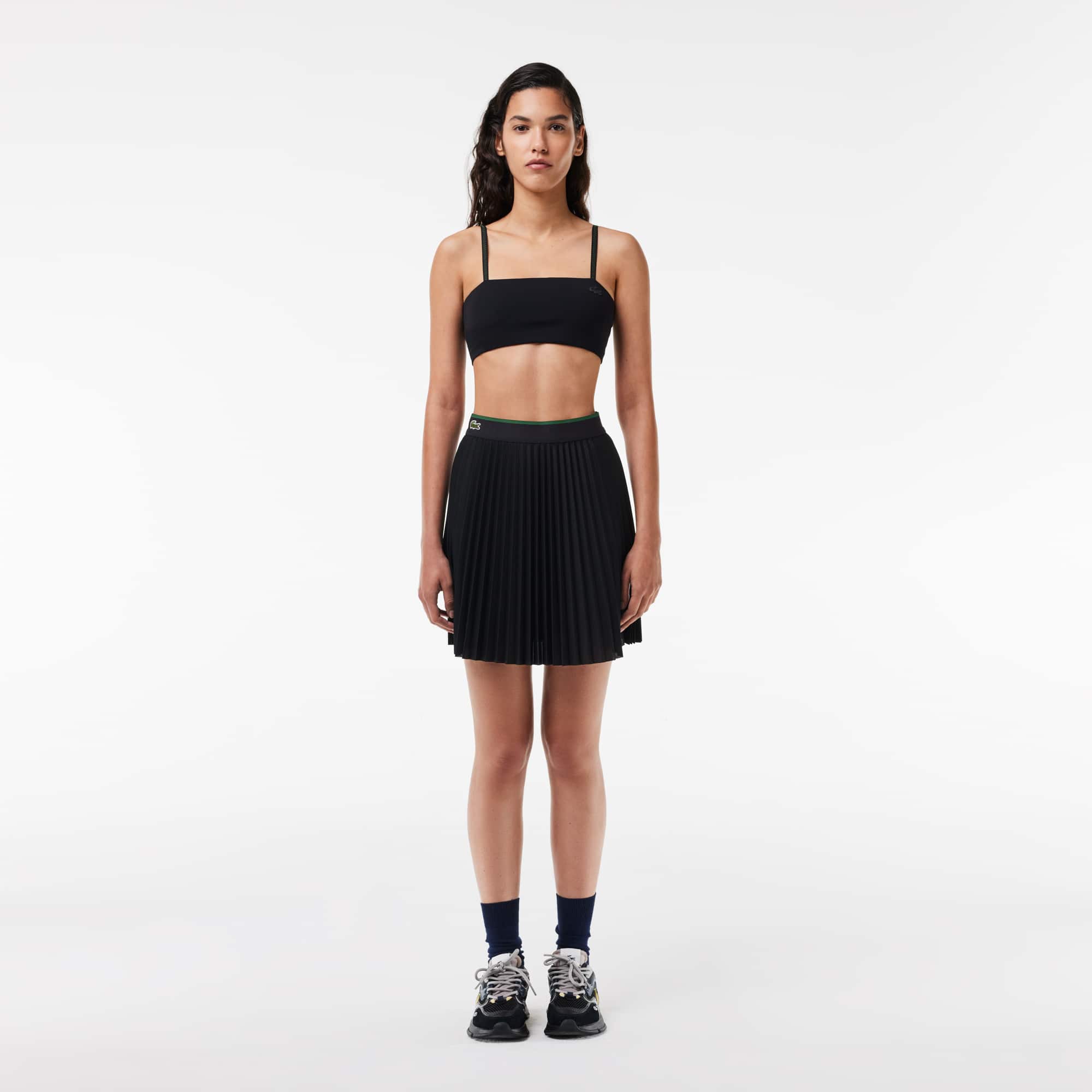 Jupe courte plissée avec ceinture élastiquée Robes & Jupes - Noir - Lacoste - Femme