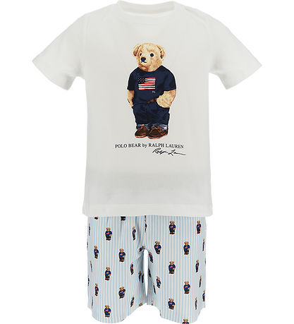 Polo Ralph Lauren Schlafanzug - Weiß/Blau m. Kuscheltier