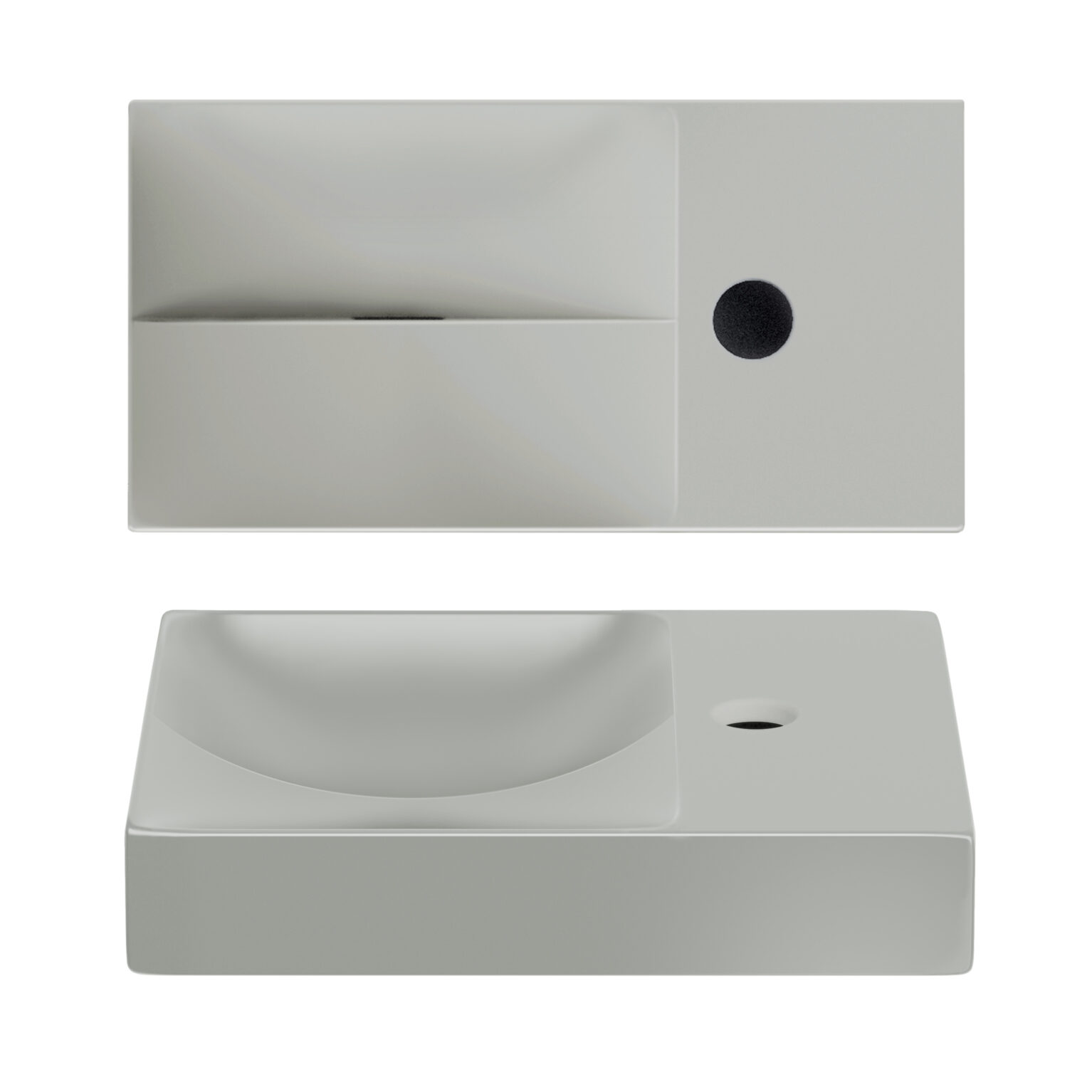 Clou Vale keramische fontein 38cm met kraangat rechts grijs mat